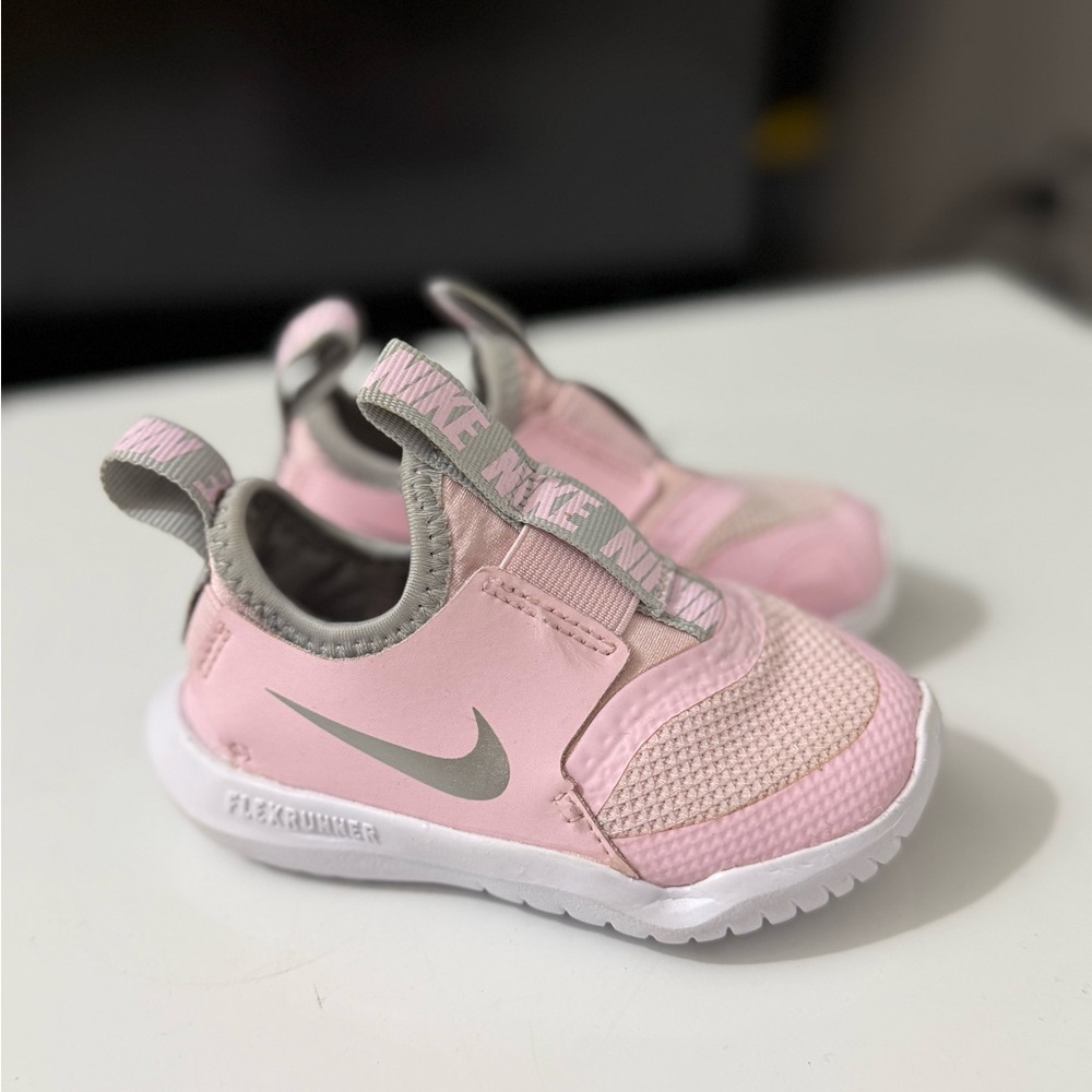 Nike Flex Runner Pink and Gray Kids Sneakers